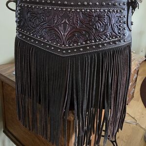 Montana West Black and Brown Fringe Bag